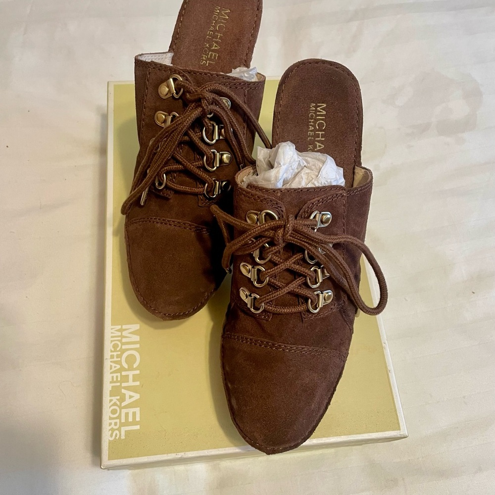 Michael Kors McGraw Mule Suede Brown Women's Heels - Picture 7 of 7